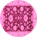 Round Machine Washable Oriental Pink Traditional Rug, wshabs3560pnk