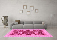 Machine Washable Oriental Pink Traditional Rug, wshabs3560pnk