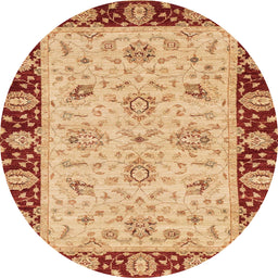 Round Abstract Red Modern Rug, abs3561