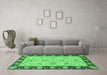 Machine Washable Abstract Emerald Green Modern Area Rugs in a Living Room,, wshabs3561emgrn