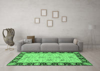 Machine Washable Abstract Emerald Green Modern Rug, wshabs3561emgrn