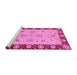 Sideview of Machine Washable Abstract Pink Modern Rug, wshabs3561pnk