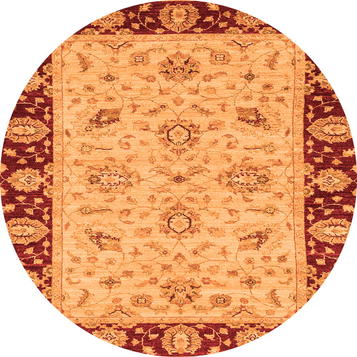 Round Abstract Orange Modern Rug, abs3561org