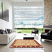 Square Machine Washable Abstract Red Rug in a Living Room, wshabs3561