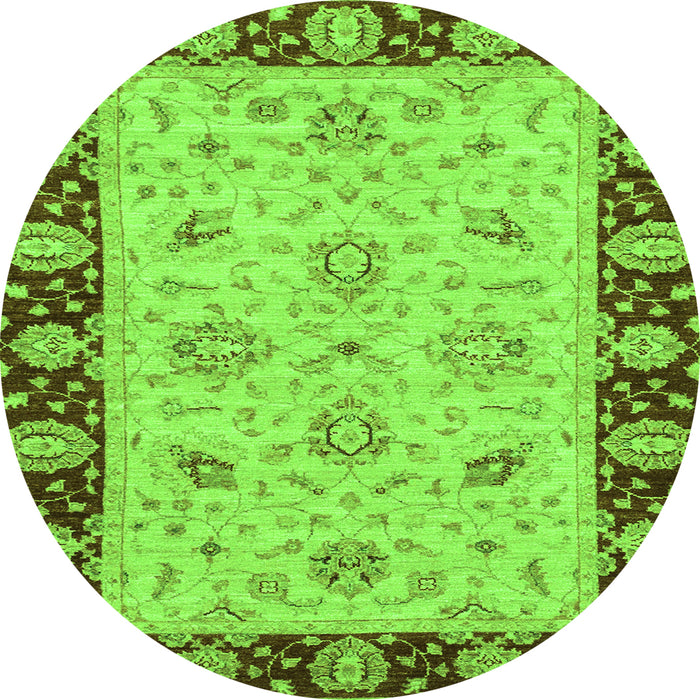Round Abstract Green Modern Rug, abs3561grn