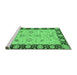 Sideview of Machine Washable Abstract Emerald Green Modern Area Rugs, wshabs3561emgrn