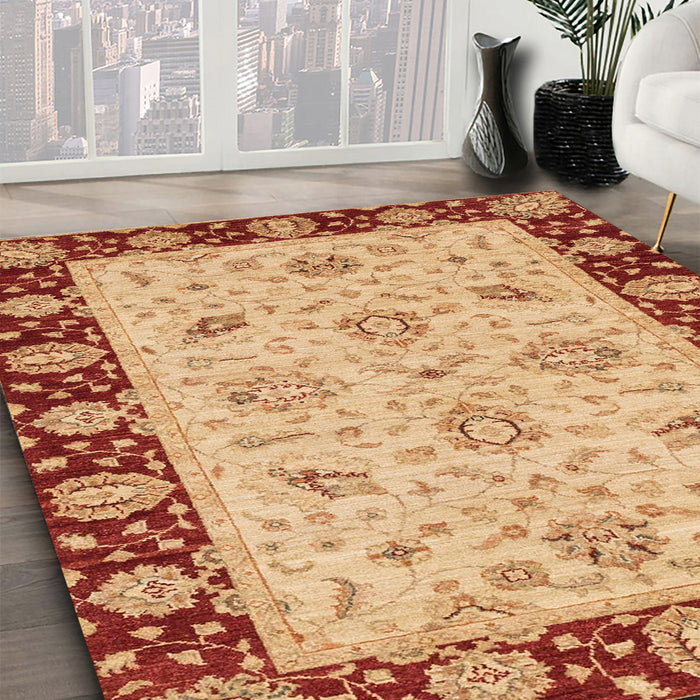 Abstract Red Modern Rug in Family Room, abs3561