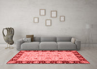 Machine Washable Abstract Red Modern Rug, wshabs3561red