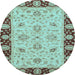 Round Abstract Light Blue Modern Rug, abs3561lblu