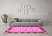 Machine Washable Abstract Pink Modern Rug in a Living Room, wshabs3561pnk