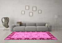 Machine Washable Abstract Pink Modern Rug, wshabs3561pnk