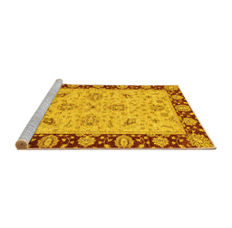 Sideview of Machine Washable Abstract Yellow Modern Rug, wshabs3561yw