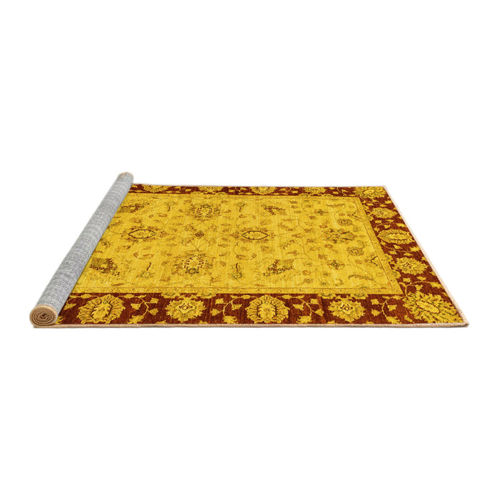 Sideview of Machine Washable Abstract Yellow Modern Rug, wshabs3561yw
