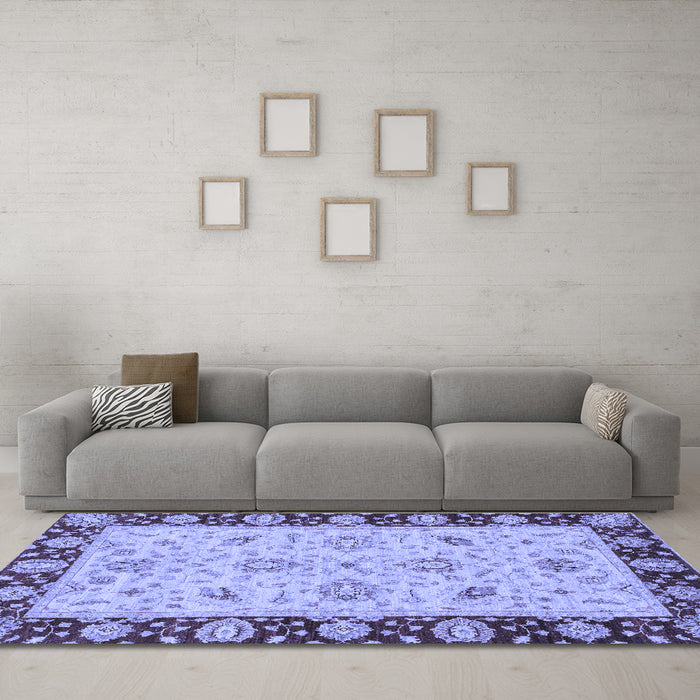 Machine Washable Abstract Blue Modern Rug in a Living Room, wshabs3561blu