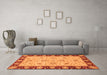 Machine Washable Abstract Orange Modern Area Rugs in a Living Room, wshabs3561org