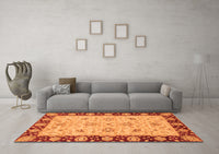 Machine Washable Abstract Orange Modern Rug, wshabs3561org