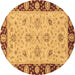 Round Abstract Brown Modern Rug, abs3561brn