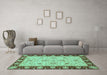 Machine Washable Abstract Turquoise Modern Area Rugs in a Living Room,, wshabs3561turq