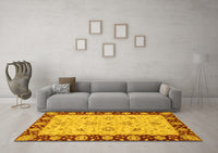 Machine Washable Abstract Yellow Modern Rug, wshabs3561yw