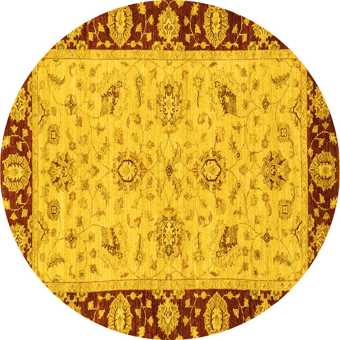 Round Machine Washable Abstract Yellow Modern Rug, wshabs3561yw
