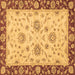 Square Machine Washable Oriental Brown Traditional Rug, wshabs3562brn