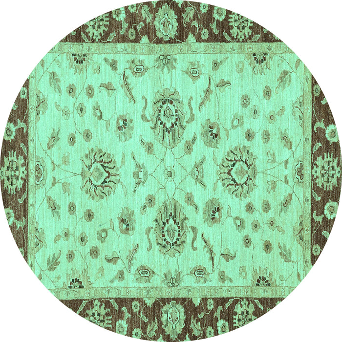 Round Oriental Turquoise Traditional Rug, abs3562turq
