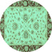 Round Oriental Turquoise Traditional Rug, abs3562turq