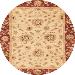Round Abstract Orange Oriental Rug, abs3562