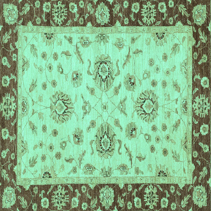 Square Machine Washable Oriental Turquoise Traditional Area Rugs, wshabs3562turq