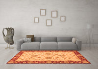 Machine Washable Oriental Orange Traditional Rug, wshabs3562org