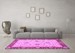 Machine Washable Oriental Purple Traditional Area Rugs in a Living Room, wshabs3562pur