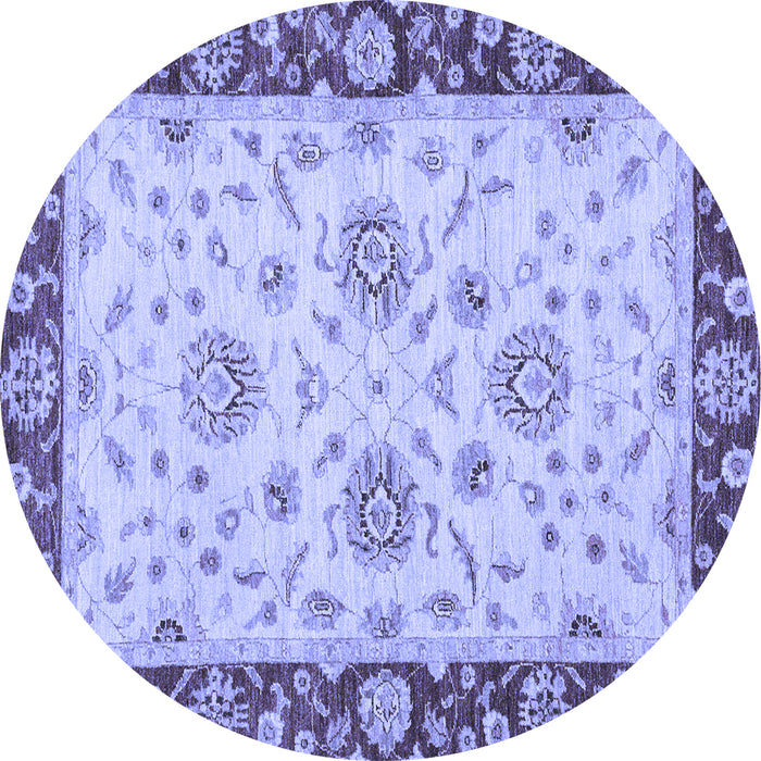 Round Machine Washable Oriental Blue Traditional Rug, wshabs3562blu