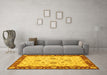 Machine Washable Oriental Yellow Traditional Rug in a Living Room, wshabs3562yw