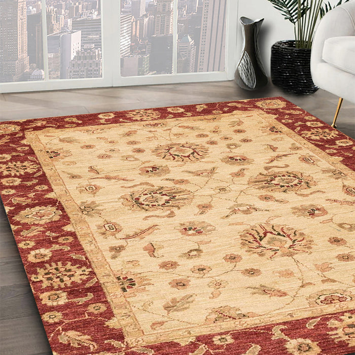 Abstract Orange Oriental Rug in Family Room, abs3562