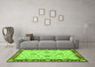 Machine Washable Oriental Green Traditional Area Rugs in a Living Room,, wshabs3562grn