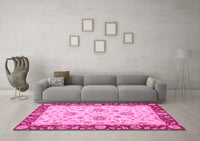 Machine Washable Oriental Pink Traditional Rug, wshabs3562pnk