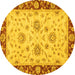 Round Oriental Yellow Traditional Rug, abs3562yw