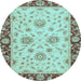 Round Oriental Light Blue Traditional Rug, abs3562lblu