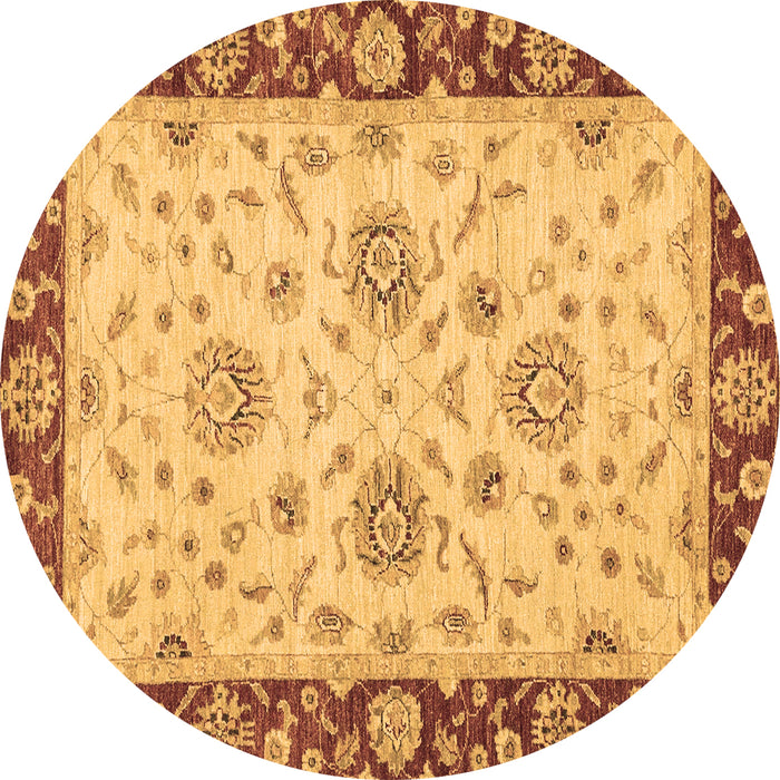 Round Oriental Brown Traditional Rug, abs3562brn