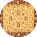 Round Oriental Brown Traditional Rug, abs3562brn