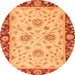 Round Oriental Orange Traditional Rug, abs3562org