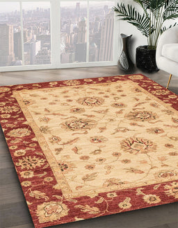 Machine Washable Abstract Orange Rug in a Family Room, wshabs3562