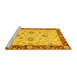 Sideview of Machine Washable Oriental Yellow Traditional Rug, wshabs3562yw