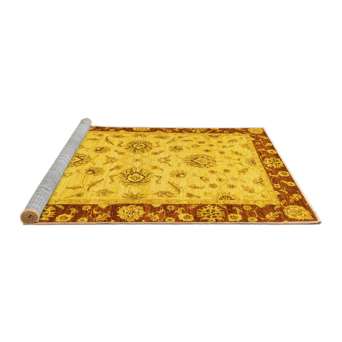 Sideview of Machine Washable Oriental Yellow Traditional Rug, wshabs3562yw