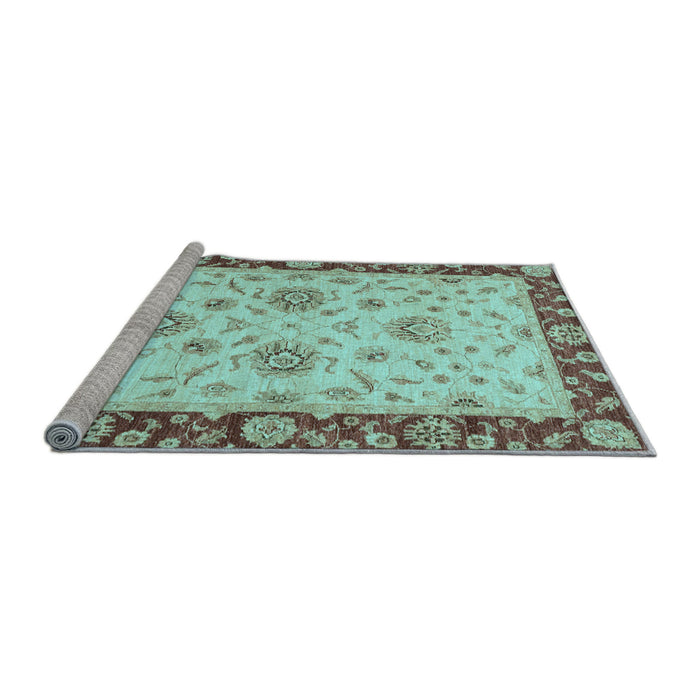 Sideview of Machine Washable Oriental Light Blue Traditional Rug, wshabs3562lblu