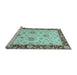 Sideview of Machine Washable Oriental Light Blue Traditional Rug, wshabs3562lblu