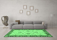 Machine Washable Oriental Emerald Green Traditional Rug, wshabs3562emgrn