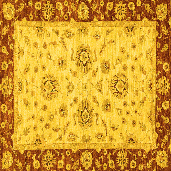 Square Machine Washable Oriental Yellow Traditional Rug, wshabs3562yw