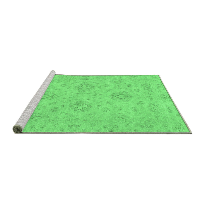 Sideview of Machine Washable Abstract Emerald Green Modern Area Rugs, wshabs3563emgrn