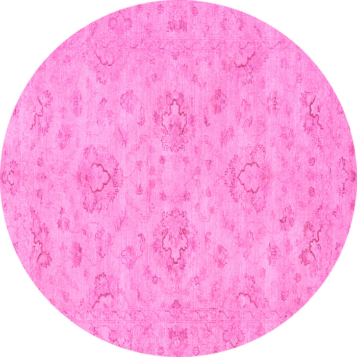 Round Machine Washable Abstract Pink Modern Rug, wshabs3563pnk